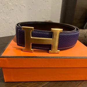 Hermès Constantine belt navy/ black gold buckle